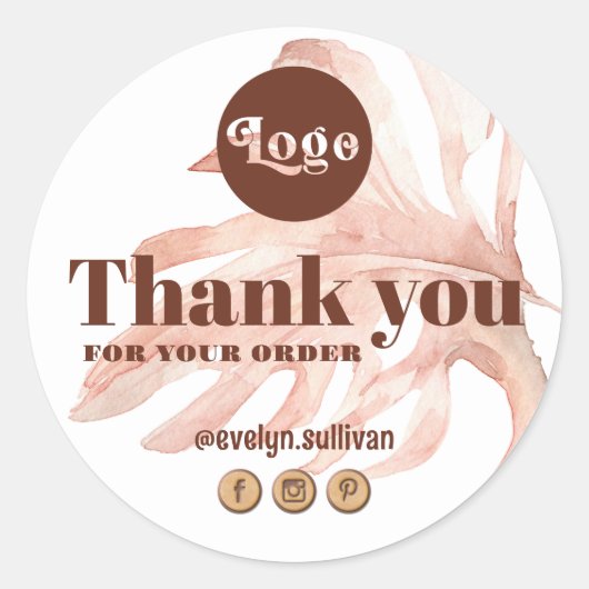 Boho Tropical Dank u sticker (Voorkant)