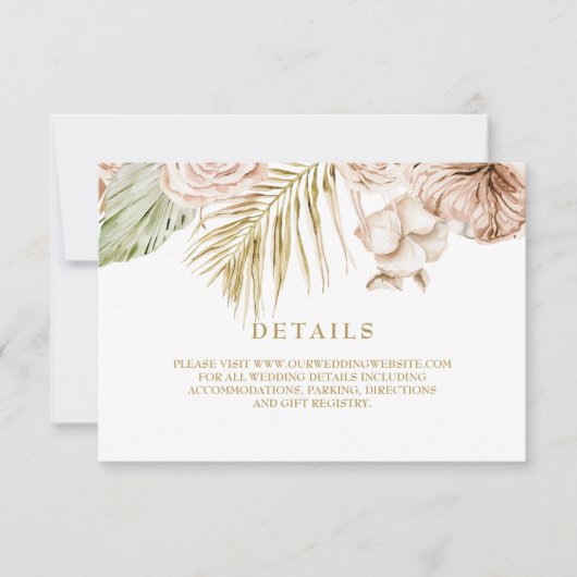 Boho Tropical Dried Floral en pampas Details kaart (Voorkant)