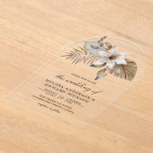 Boho Tropical Dried Palm Floral Wedding Acryl Uitnodigingen (Laagn)