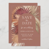 Boho Tropical Fan Palms Bruiloft Save the Date (Voorkant / Achterkant)