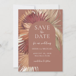 Boho Tropical Fan Palms Bruiloft Save the Date