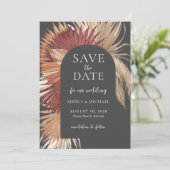Boho Tropical Fan Palms Bruiloft Save the Date (Staand voorkant)