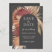 Boho Tropical Fan Palms Bruiloft Save the Date (Voorkant / Achterkant)