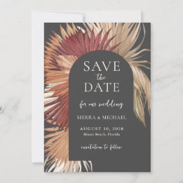 Boho Tropical Fan Palms Bruiloft Save the Date