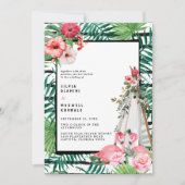Boho Tropical Flamingo Wedding Invitation Save The Date (Voorkant)