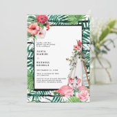 Boho Tropical Flamingo Wedding Invitation Save The Date (Staand voorkant)