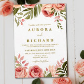Boho Tropical Floral Autumnal Copper Wedding Kaart