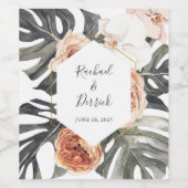 Boho Tropical Floral Beach Wedding Wijn Etiket (Enkel label)