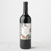 Boho Tropical Floral Beach Wedding Wijn Etiket (Voorkant)