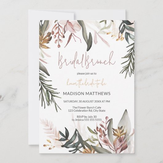 Boho Tropical Floral Bridal Brunch Vrijgezellenfee Kaart (Voorkant)