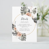 Boho Tropical Floral bruiloft Details Kaart (Staand voorkant)
