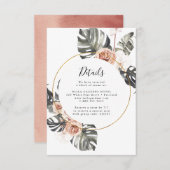Boho Tropical Floral bruiloft Details Kaart (Voorkant / Achterkant)