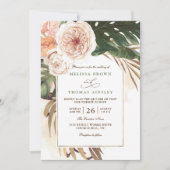 Boho Tropical Floral Desert Chic QR Code Wedding Kaart (Voorkant)