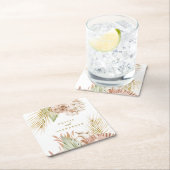 Boho Tropical Floral en Palm bruiloft Kartonnen Onderzetters (Insitu)