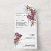 Boho Tropical Floral Orchid Wedding All In One Uitnodiging (Binnen)