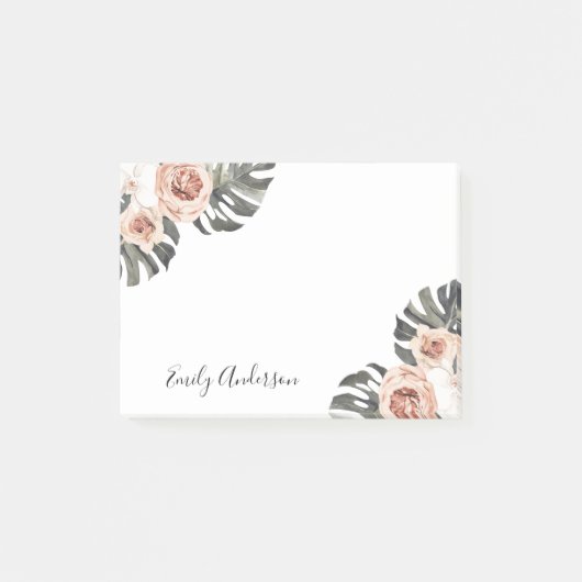 Boho Tropical Floral Personalized Post-it® Notes (Voorkant)