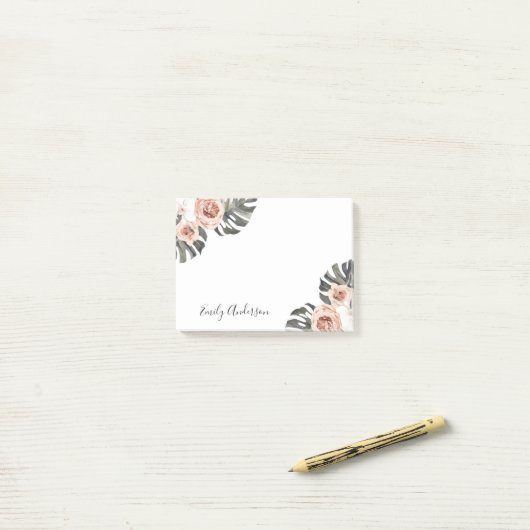 Boho Tropical Floral Personalized Post-it® Notes (Op bureau)