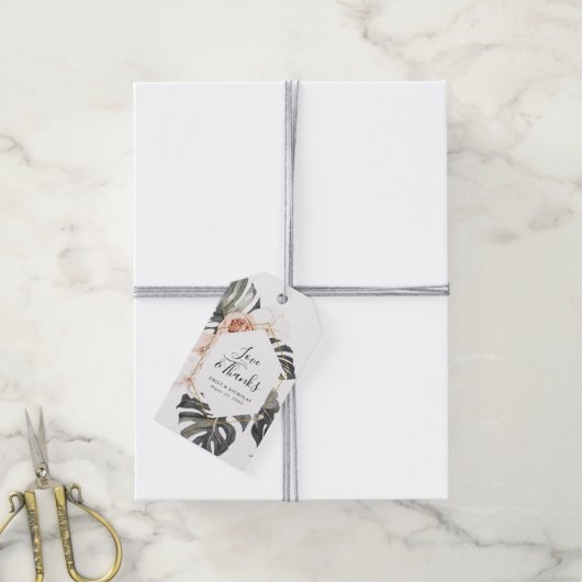 Boho Tropical Floral | Weddenschap Cadeaulabel (Met Touw)