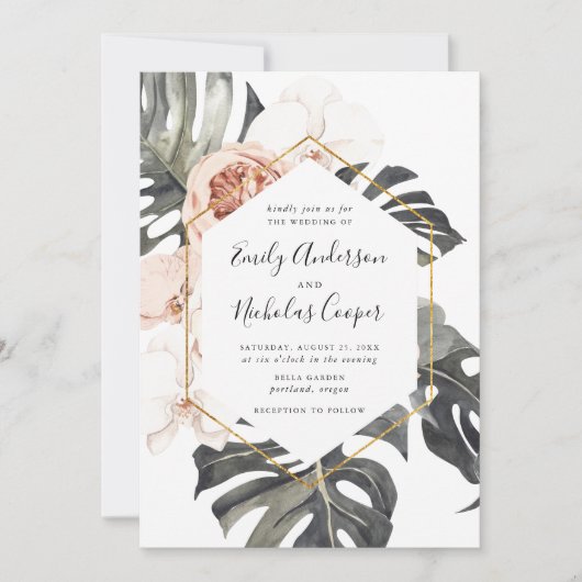 Boho Tropical Floral | Weddenschap Kaart (Voorkant)