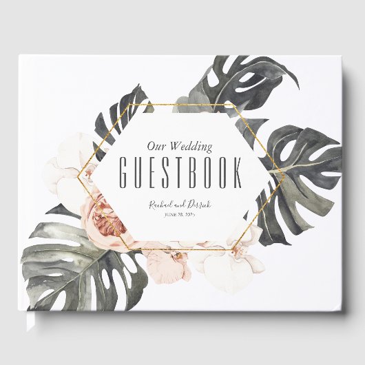 Boho Tropical Floral Wedding Gastenboek (Voorkant)