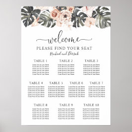 Boho Tropical Floral Wedding Seating Chart Poster