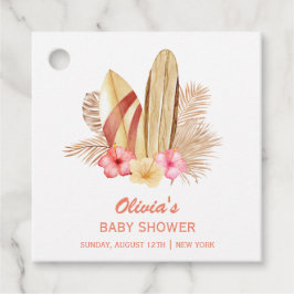 Boho Tropical Flower SurfIng Baby shower Bedankjes Labels