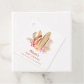 Boho Tropical Flower SurfIng Baby shower Bedankjes Labels (In situ)