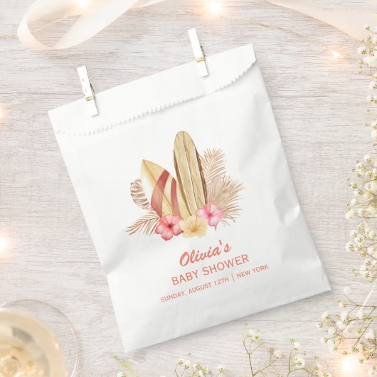 Boho Tropical Flower SurfIng Baby shower Bedankzakje (Geknipt)