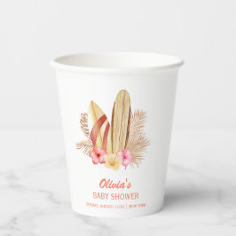 Boho Tropical Flower SurfIng Baby shower Papieren Bekers
