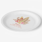 Boho Tropical Flower SurfIng Baby shower Papieren Bordje (Gekanteld)