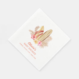 Boho Tropical Flower SurfIng Baby shower Servet