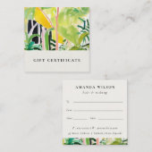 Boho Tropical Foliage Botanical Gift Certificate Vierkante Visitekaartje (Voorkant / Achterkant)