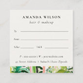 Boho Tropical Foliage Botanical Gift Certificate Vierkante Visitekaartje (Achterkant)