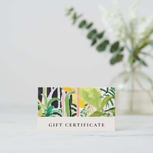 Boho Tropical Foliage Botanical Gift Certificate Visitekaartje (Staand voorkant)