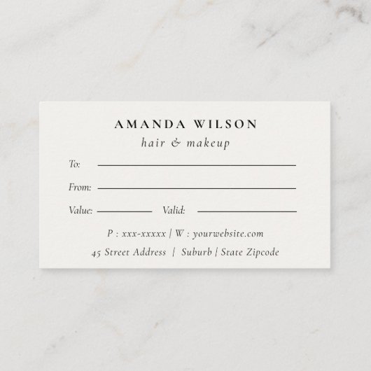 Boho Tropical Foliage Botanical Gift Certificate Visitekaartje (Achterkant)