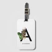Boho Tropical Foliage Letter A Monogram Bridesmaid Bagagelabel (Voorkant (verticaal))