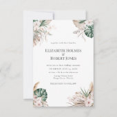 Boho Tropical Garden Wedding Invitation Kaart (Voorkant)