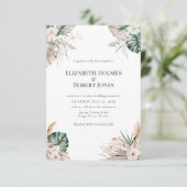 Boho Tropical Garden Wedding Invitation Kaart (Staand voorkant)
