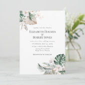 Boho Tropical Garden Wedding Invitation Kaart (Staand voorkant)