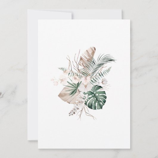 Boho Tropical Garden Wedding Invitation Kaart (Achterkant)