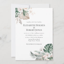 Boho Tropical Garden Wedding Invitation Kaart