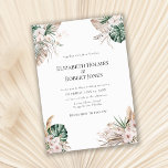 Boho Tropical Garden Wedding Invitation Kaart<br><div class="desc">Maak kennis met je tropische bruiloft in stijl met onze voortreffelijke uitnodiging voor Tropische Garden Wedding. Deze verbluffende uitnodiging laat de fascinerende schoonheid van tropische orchideeën zien, het pluchen groene monstera en palmbladeren, de gedroogde palmschijfjes en het delicate pampasgras, waardoor een echt betoverend ontwerp ontstaat dat de toon zet voor...</div>