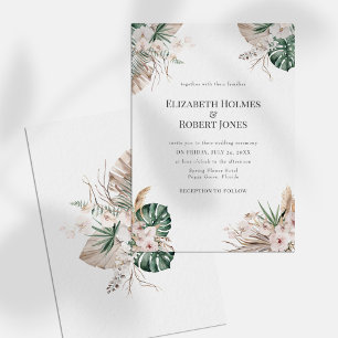 Boho Tropical Garden Wedding Invitation Kaart