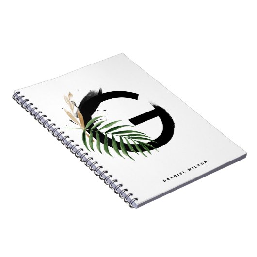 Boho Tropical Greenery Letter G Monogram Notitieboek (Rechterzijde)