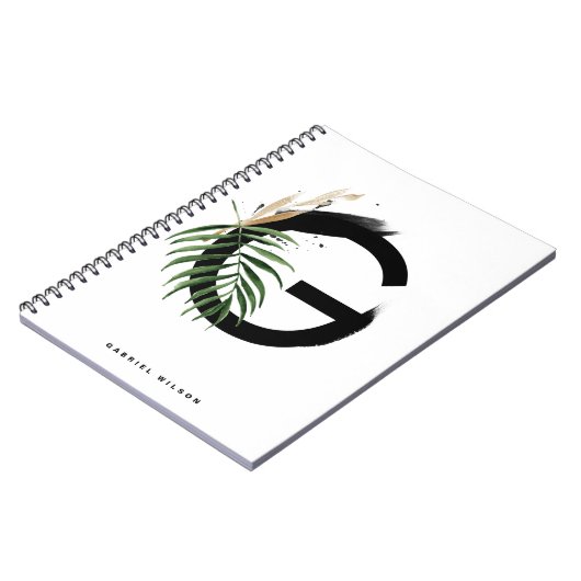 Boho Tropical Greenery Letter G Monogram Notitieboek (Linkerzijde)