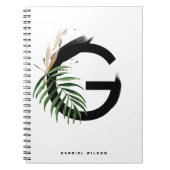 Boho Tropical Greenery Letter G Monogram Notitieboek (Voorkant)