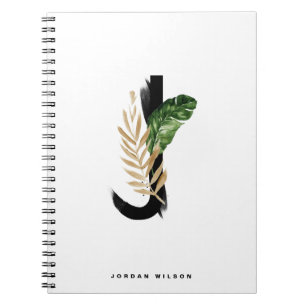 Boho Tropical Greenery Letter J Monogram Notitieboek