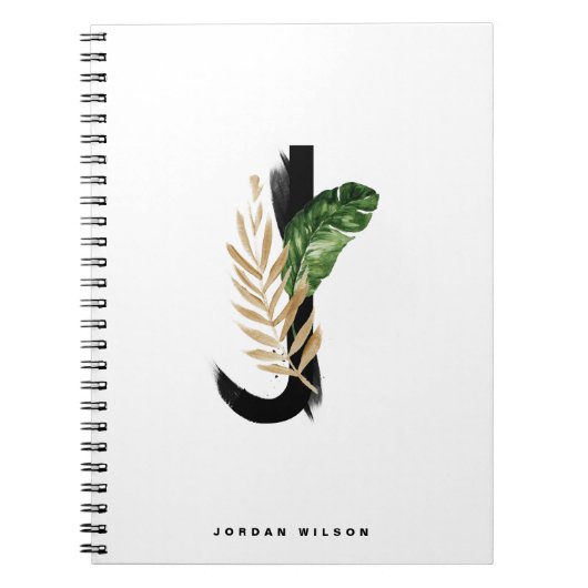 Boho Tropical Greenery Letter J Monogram Notitieboek (Voorkant)