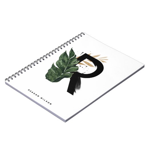 Boho Tropical Greenery Letter R Monogram Notitieboek (Linkerzijde)