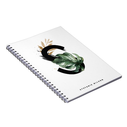 Boho Tropical Greenery Letter S Monogram Notitieboek (Rechterzijde)